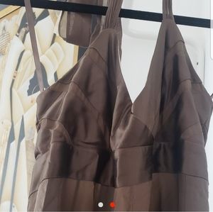 Bcbg brown silk cocktail dress, halter top